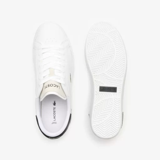 Men'S Powercourt Logo Tongue Leather Trainers | Lacoste Outlet