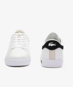 Men'S Powercourt Logo Tongue Leather Trainers | Lacoste Outlet