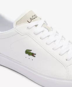 Men'S Powercourt Logo Tongue Leather Trainers | Lacoste Outlet