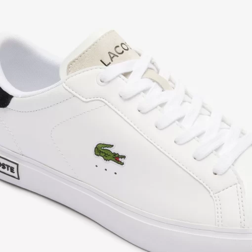 Men'S Powercourt Logo Tongue Leather Trainers | Lacoste Outlet