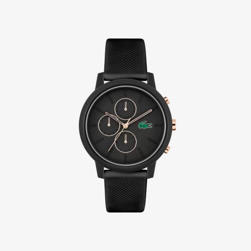 Montre Chrono .12.12 Silicone Noir Et Or Rose | Lacoste Outlet