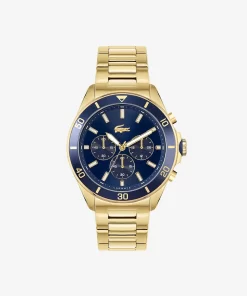 Montre Chronographe Tiebreaker Bleue Avec Bracelet Plaque Or | Lacoste Fashion