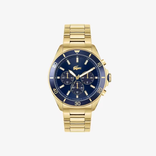 Montre Chronographe Tiebreaker Bleue Avec Bracelet Plaque Or | Lacoste Fashion