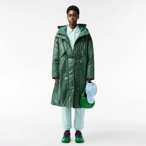 Parka Longue Oversize Deperlante A Capuche | Lacoste Cheap