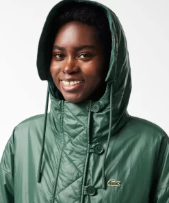 Parka Longue Oversize Deperlante A Capuche | Lacoste Cheap