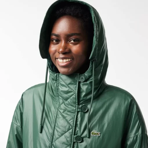 Parka Longue Oversize Deperlante A Capuche | Lacoste Cheap