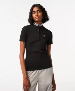 Polo Col Zippe En Jacquard Femme | Lacoste Best Sale