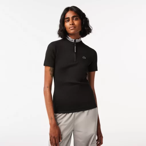 Polo Col Zippe En Jacquard Femme | Lacoste Best Sale