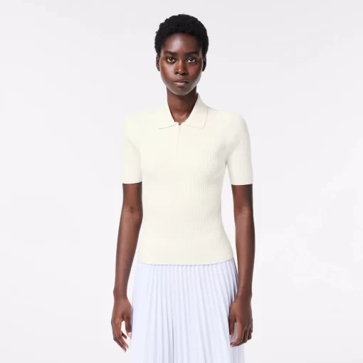 Polo Col Zippe Femme En Maille | Lacoste Outlet