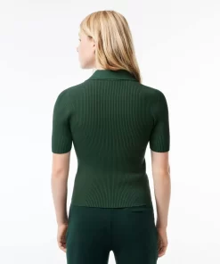 Polo Col Zippe Femme En Maille | Lacoste New