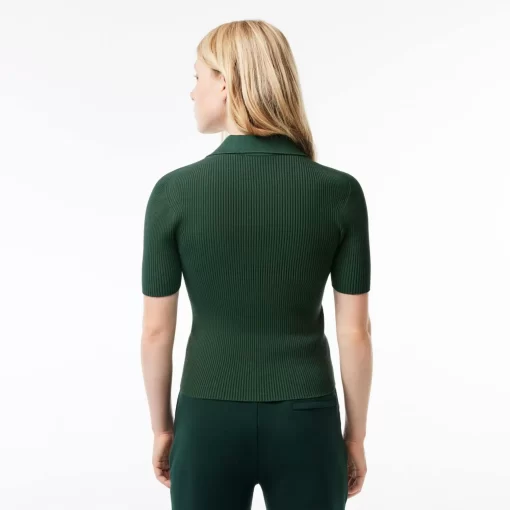 Polo Col Zippe Femme En Maille | Lacoste New