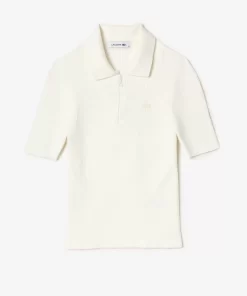 Polo Col Zippe Femme En Maille | Lacoste Outlet