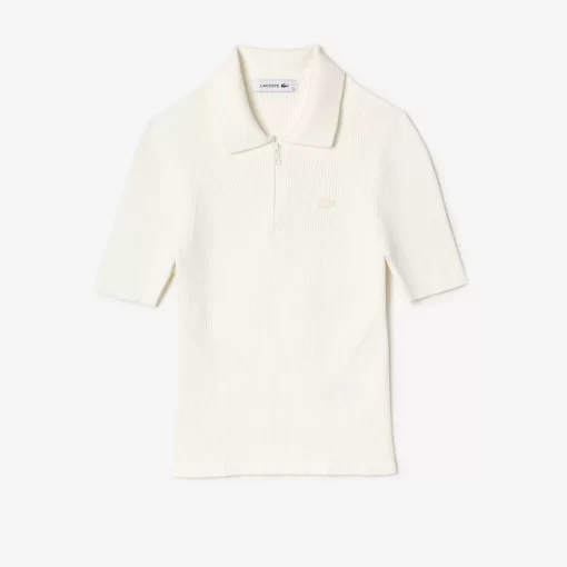 Polo Col Zippe Femme En Maille | Lacoste Outlet