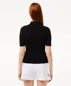 Polo Col Zippe Femme En Maille | Lacoste New