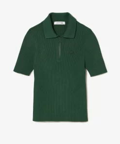 Polo Col Zippe Femme En Maille | Lacoste New