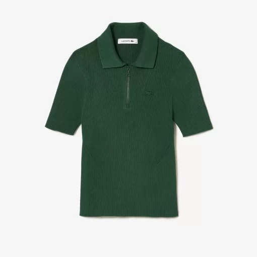 Polo Col Zippe Femme En Maille | Lacoste New