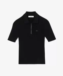 Polo Col Zippe Femme En Maille | Lacoste New