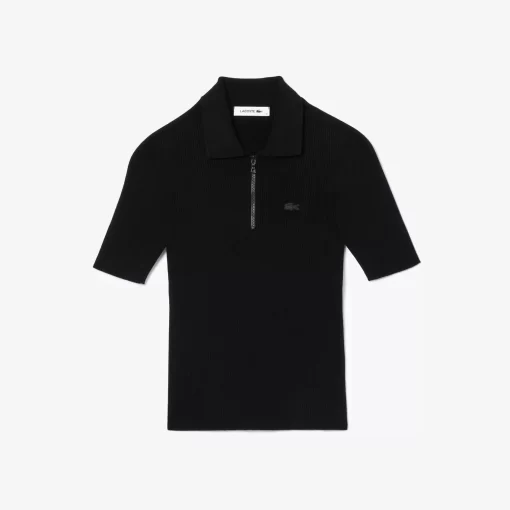 Polo Col Zippe Femme En Maille | Lacoste New