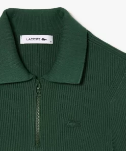 Polo Col Zippe Femme En Maille | Lacoste New