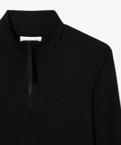 Polo Manches Longues Col Zippe En Maille Cotelee | Lacoste Outlet