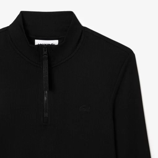 Polo Manches Longues Col Zippe En Maille Cotelee | Lacoste Outlet