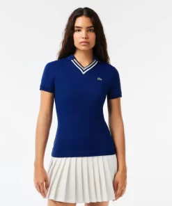 Polo Slim Fit Col V En Petit Pique Extensible | Lacoste Discount