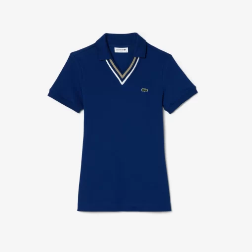 Polo Slim Fit Col V En Petit Pique Extensible | Lacoste Discount