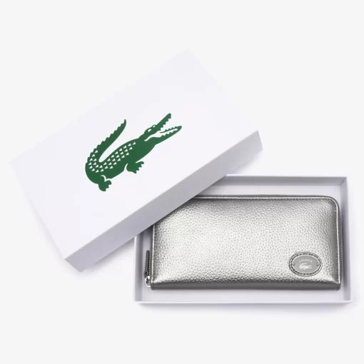 Portefeuille Zippe Femme Avec Plaque Metallique | Lacoste Cheap