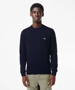 Pull A Col Rond En Coton Biologique Uni | Lacoste Clearance