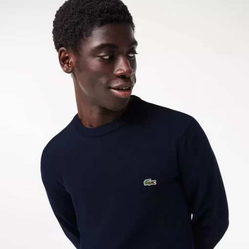 Pull A Col Rond En Coton Biologique Uni | Lacoste Clearance