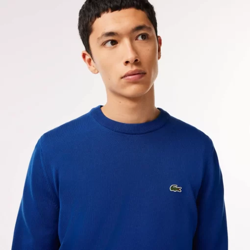 Pull A Col Rond En Coton Biologique Uni | Lacoste Outlet