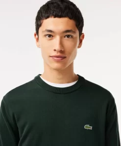 Pull A Col Rond En Coton Biologique Uni | Lacoste Store