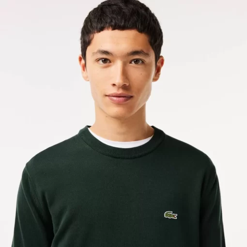 Pull A Col Rond En Coton Biologique Uni | Lacoste Store