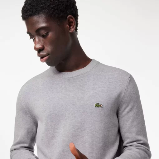 Pull A Col Rond En Coton Biologique Uni | Lacoste Clearance