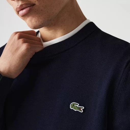 Pull A Col Rond En Coton Biologique Uni | Lacoste Clearance