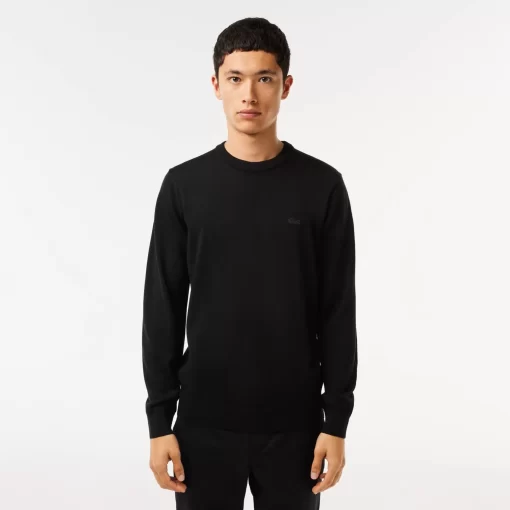 Pull A Col Rond En Laine Merinos Unie | Lacoste Hot