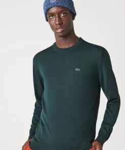 Pull A Col Rond En Laine Merinos Unie | Lacoste Cheap