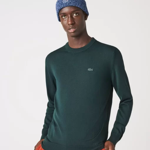 Pull A Col Rond En Laine Merinos Unie | Lacoste Cheap