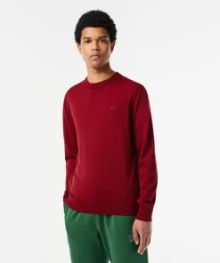 Pull A Col Rond En Laine Merinos Unie | Lacoste Flash Sale