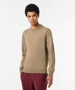 Pull A Col Rond En Laine Merinos Unie | Lacoste Store