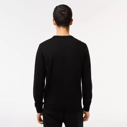 Pull A Col Rond En Laine Merinos Unie | Lacoste Hot