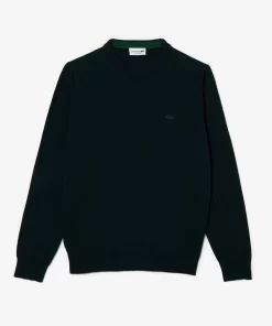 Pull A Col Rond En Laine Merinos Unie | Lacoste Cheap