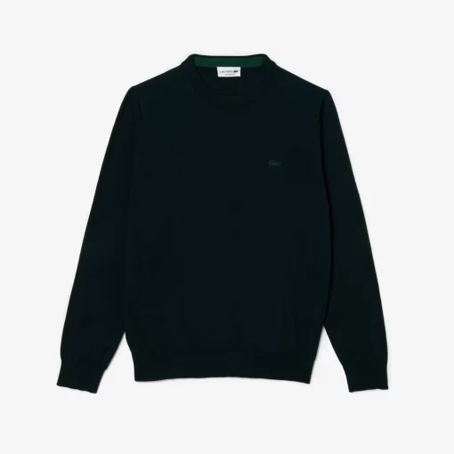 Pull A Col Rond En Laine Merinos Unie | Lacoste Cheap