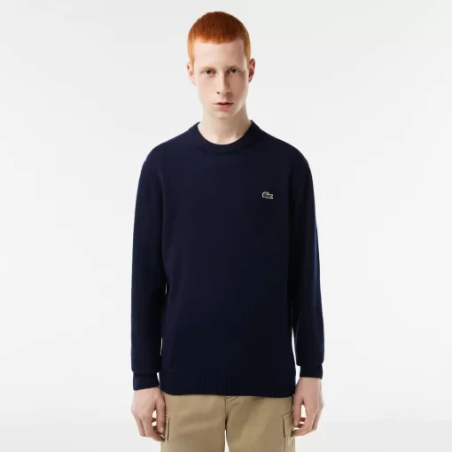 Pull A Col Rond En Laine Unie | Lacoste Online