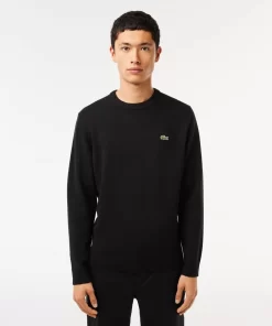 Pull A Col Rond En Laine Unie | Lacoste Cheap