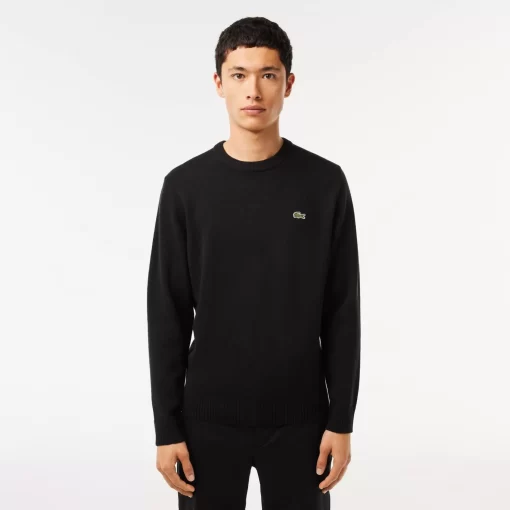 Pull A Col Rond En Laine Unie | Lacoste Cheap