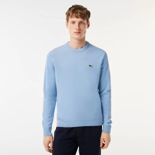 Pull A Col Rond En Laine Unie | Lacoste Cheap