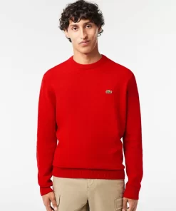 Pull A Col Rond En Laine Unie | Lacoste Hot