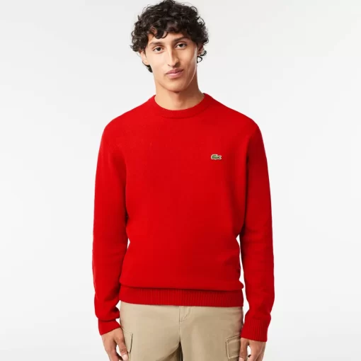 Pull A Col Rond En Laine Unie | Lacoste Hot