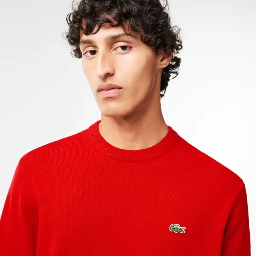 Pull A Col Rond En Laine Unie | Lacoste Hot